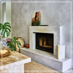 Cemcrete Residential Featured Project Organic Home SatinCrete Pewter Concrete Stucco Wall And Fireplace