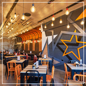Cemcrete Restaurants Featured Projects RocoMamas Grayston CemCote Brushed Dark Grey Concrete Ceilings