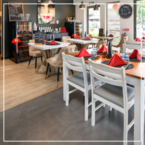 Cemcrete Restaurants Featured Projects L'ardoise Brasserie With CreteCote Custom Colour Cement Floors